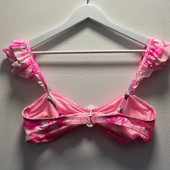 No Boundaries Ruffle Strap Floral Bandeau Swim Top - Picture 5 of 7